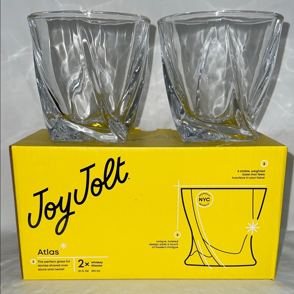 Jolt Atlas Whiskey Glasses - Set of 2, Clear
